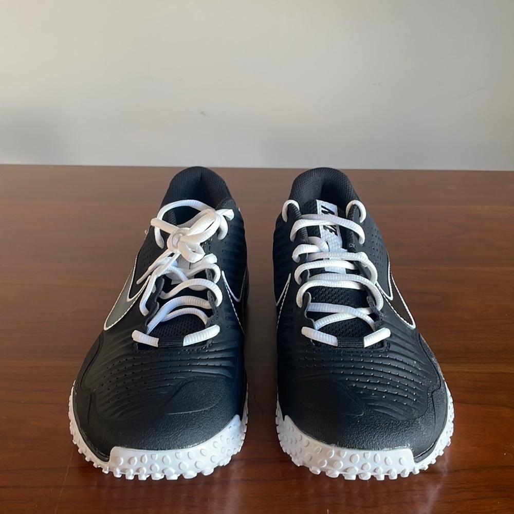 Nike Mens Alpha Huarache Varsity 3 CK6208-010 Black/White Shoes Size 9.5 used - Picture 3 of 5